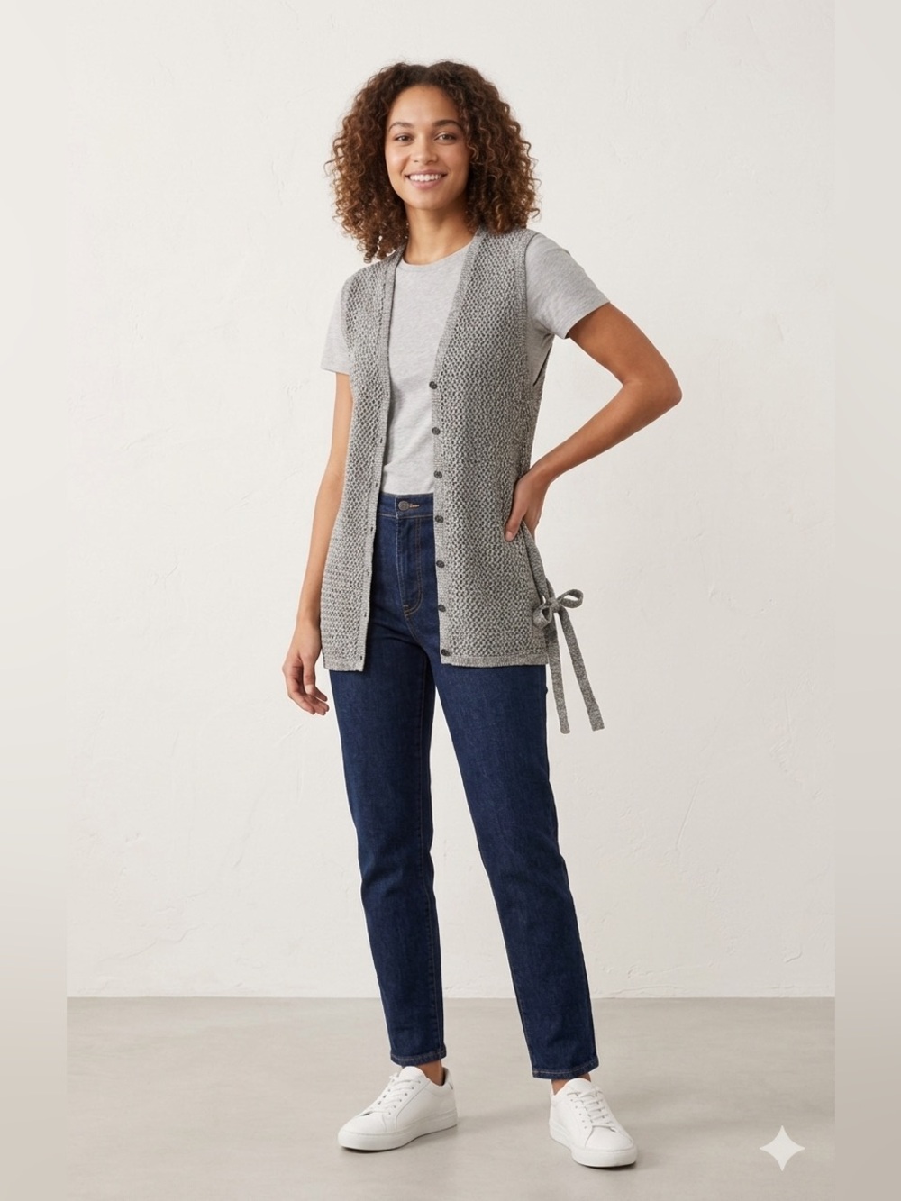 Elegant Gray Women's Knit Vest